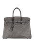 Birkin 35 Ostrich Gris Tourterelle, front view